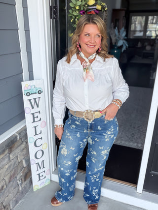 floral pattern denim