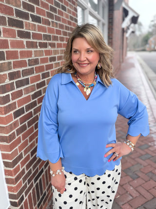 Springtime Fling Scallop Top | Blue