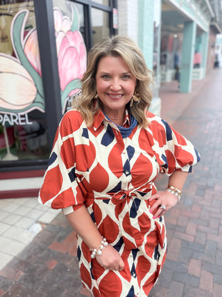 colorblock abstract pattern dress