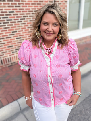 Cottage Bloom Gingham Blouse