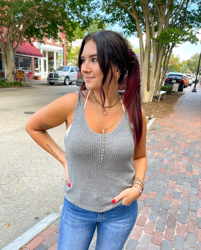 Sandstone Scoop Neck Sweater Tank