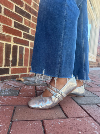 Corky's silver mary jane shoe with double strap
