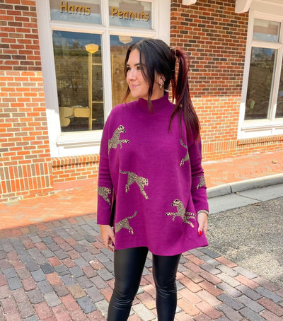 Kitty Couture Plum Mock Neck Sweater