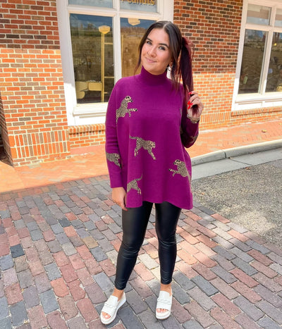 Kitty Couture Plum Mock Neck Sweater