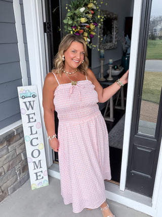 Summer Picnic Gingham Maxi Dress