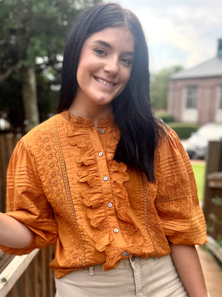 Ginger Eyelet Embroidered Blouse. 100% cotton