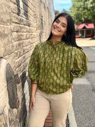 Sage Garden Embroidered Blouse