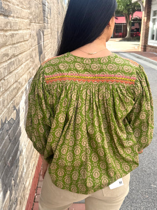 Sage Garden Embroidered Blouse
