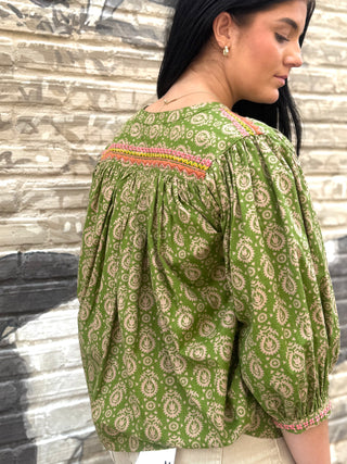 Sage Garden Embroidered Blouse