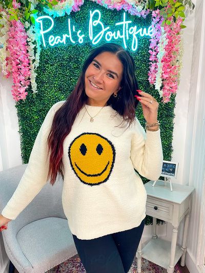 Yellow smiley face sweatshirt outlet