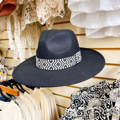 Black Rhombus Pattern Band Fedora Hat
