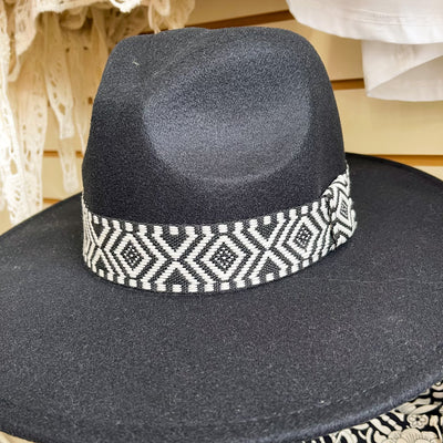 Black Rhombus Pattern Band Fedora Hat
