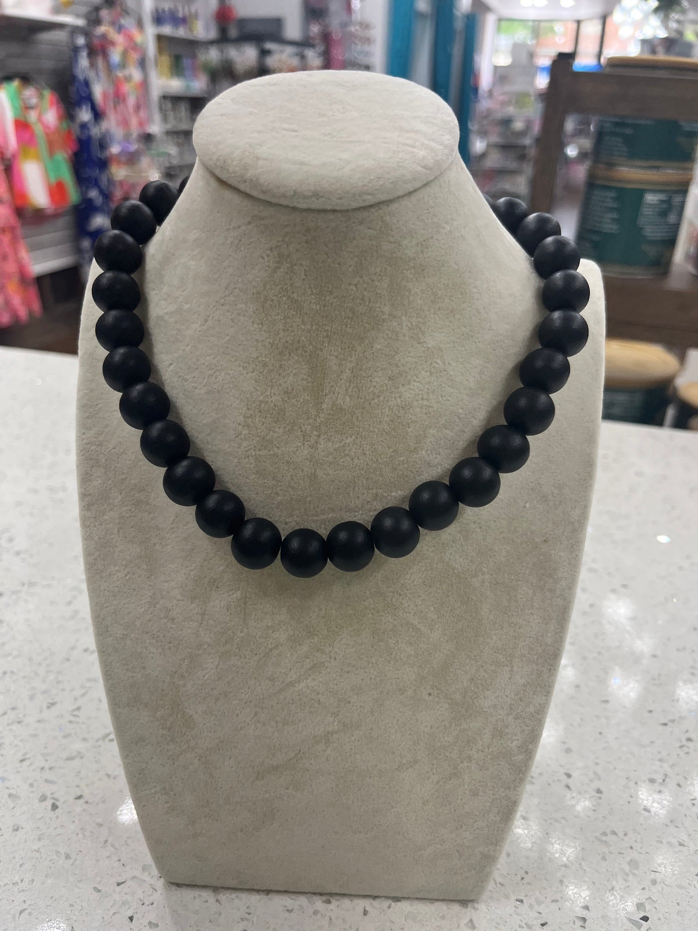 Black Wooden Ball Necklace