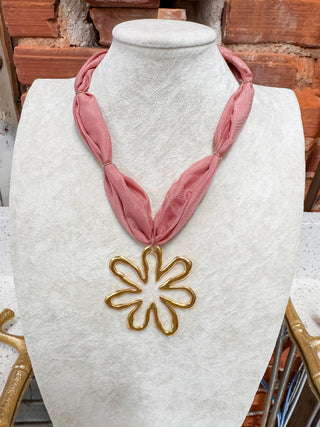 Golden Petal Scarf Necklace