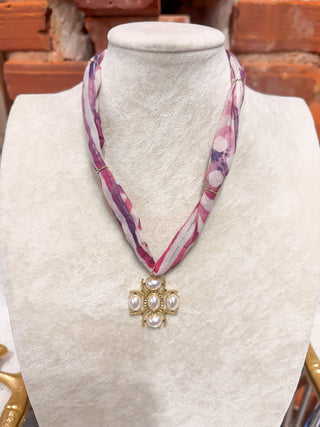 Pearl Scroll Scarf Necklace