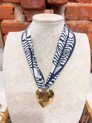 Heart Hammered Scarf Necklace