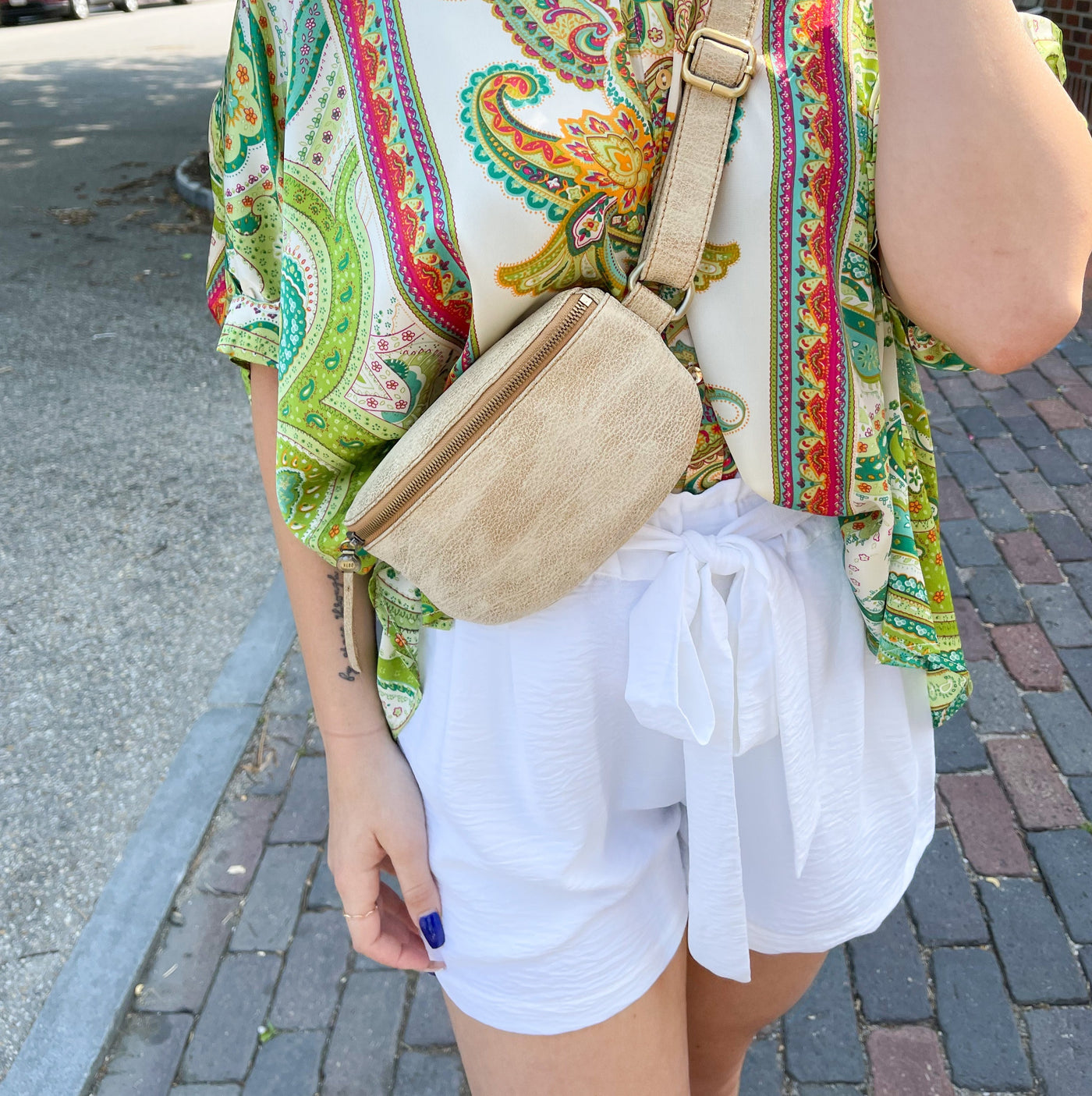 White Tie Front Shorts