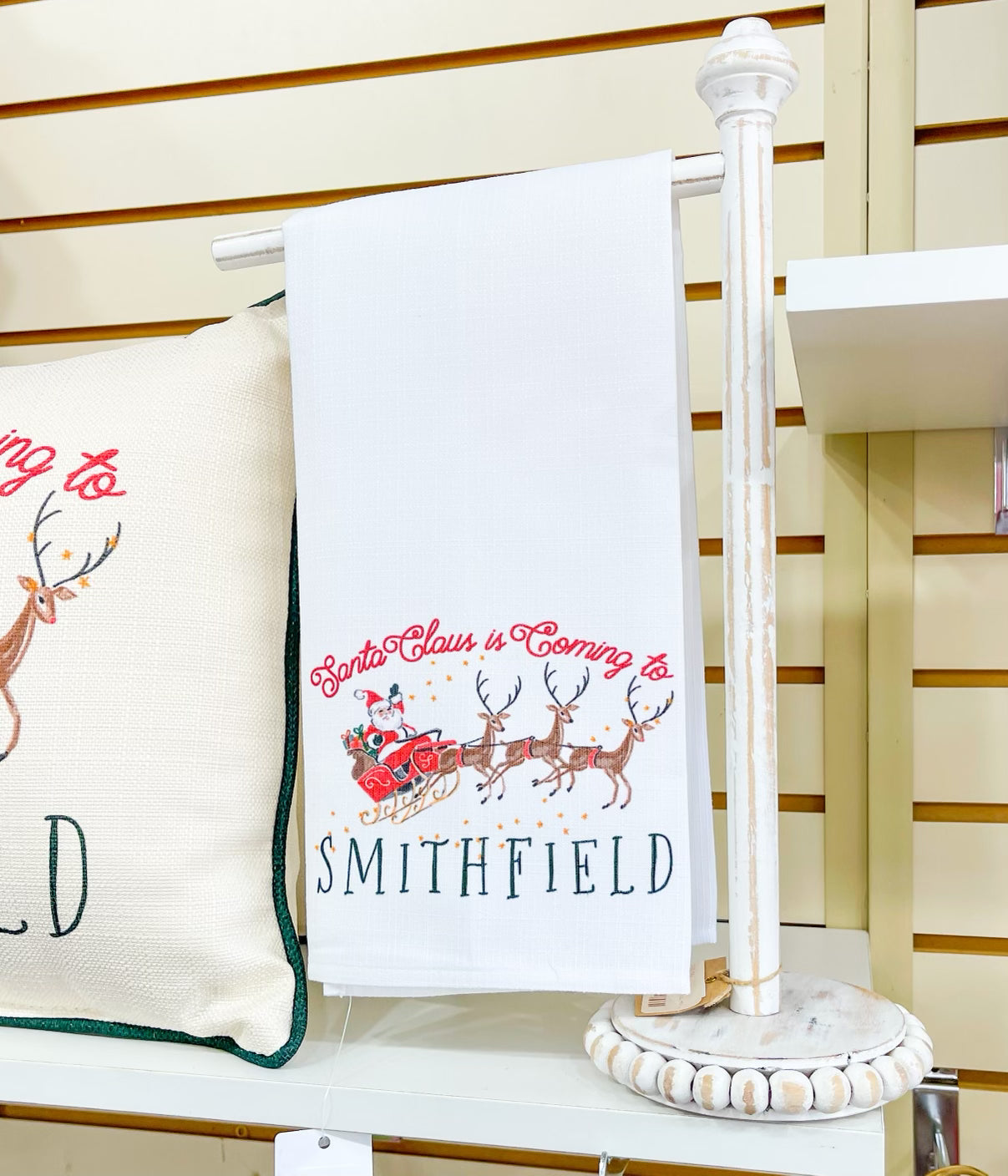 Santa Claus is Coming to Smithfield Tea Towel