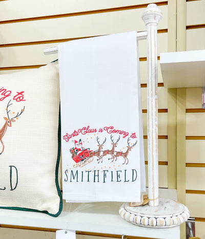 Santa Claus is Coming to Smithfield Tea Towel