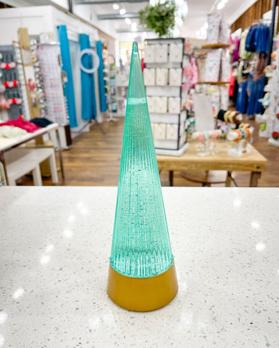 Swirling Glitter Cone Tree 10"