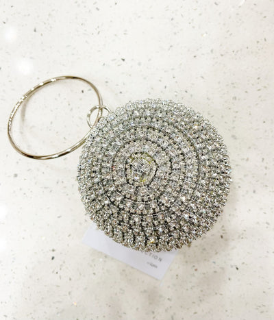 Silver Crystal Ball Clutch