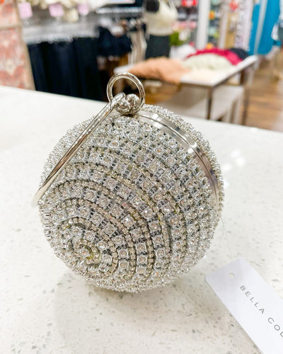 Silver Crystal Ball Clutch