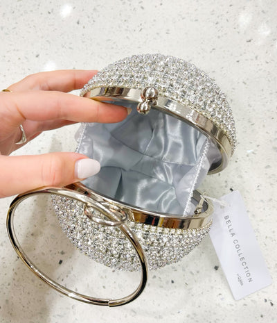 Silver Crystal Ball Clutch
