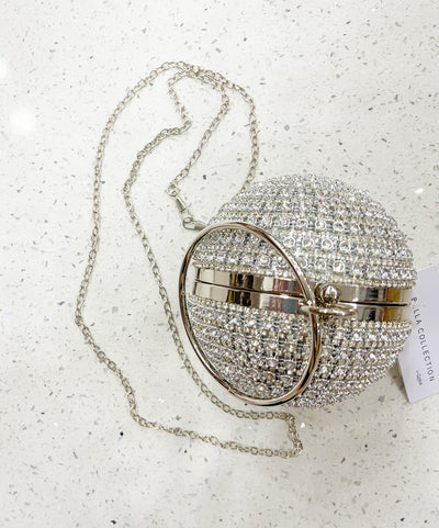 Silver Crystal Ball Clutch