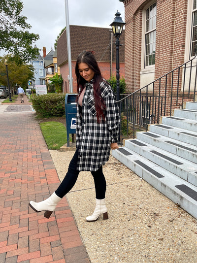 Checkered Long Tweed Shacket