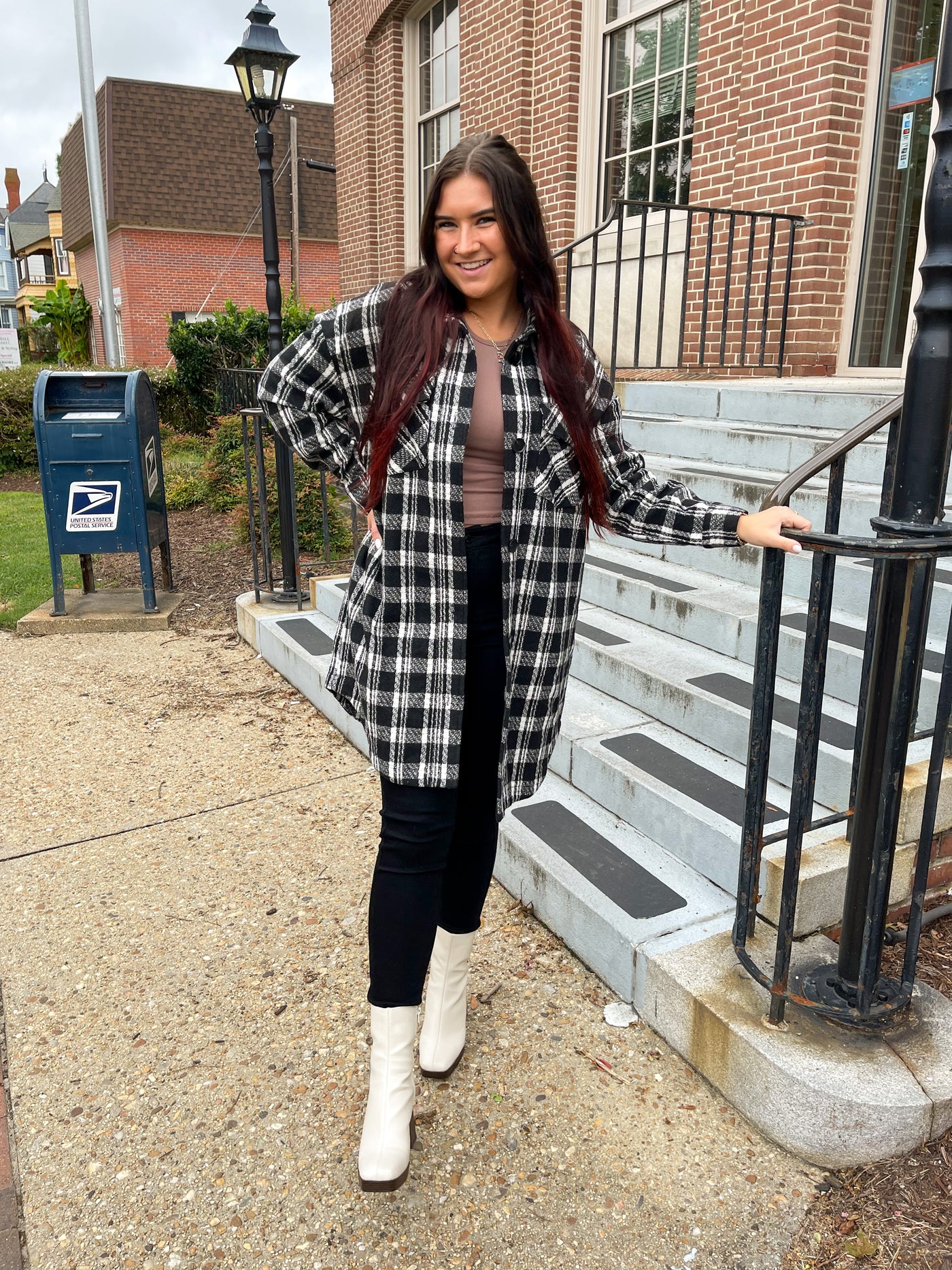 Checkered Long Tweed Shacket