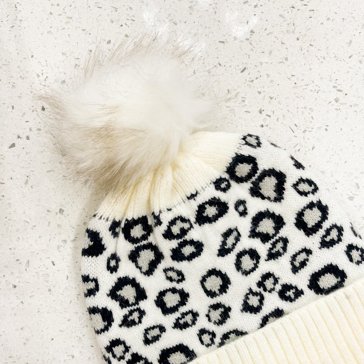 Leopard Print Beanie W/PomPom