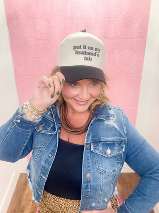 "Put it on my husband's tab" Baseball Cap