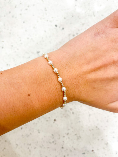 Classic Sincerity Pattern 4mm Bead Bracelet - Pearl