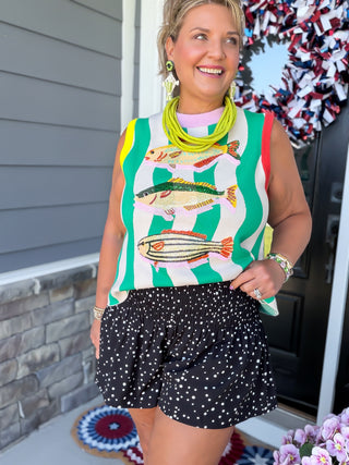 Spot On Smocked Polka Dot Flowy Skort
