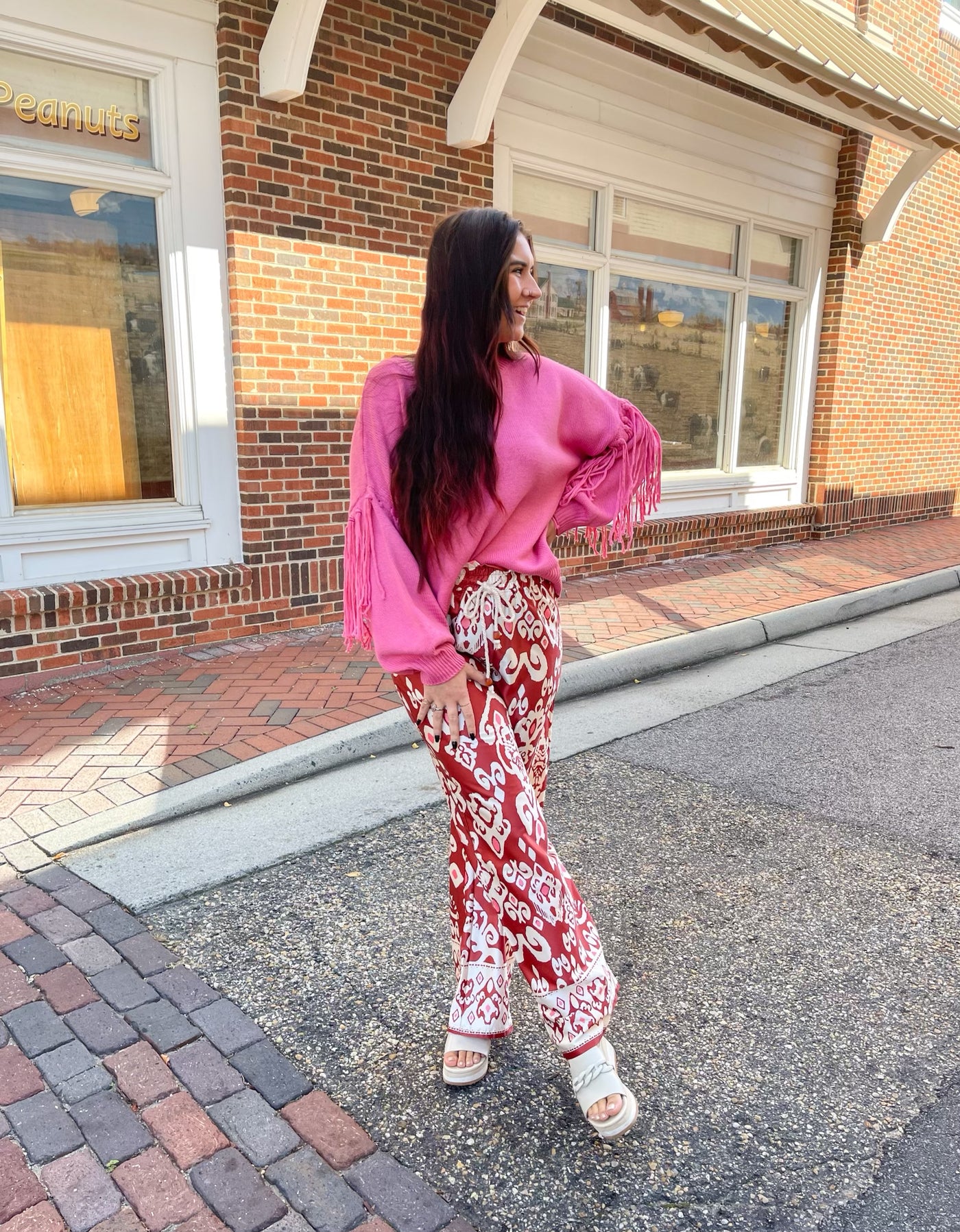 Cinnamon Spice Silk Wide Leg Pants