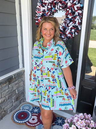 ivy jane blue tropical print romper