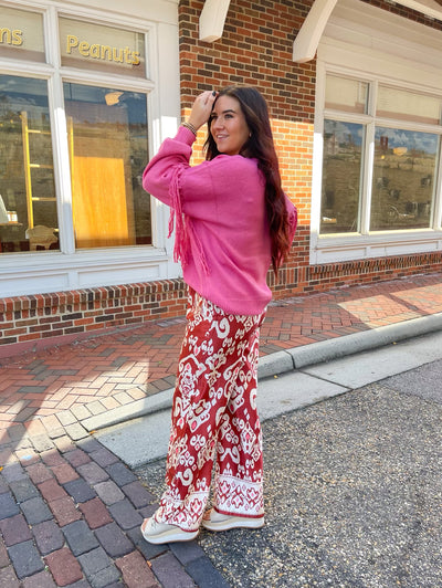 Cinnamon Spice Silk Wide Leg Pants