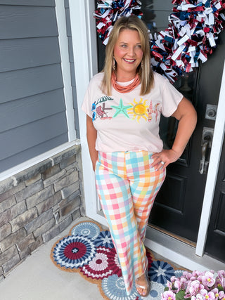 Queen Of Sparkles | Pink Sequined "Beach" Day Statement Tee
