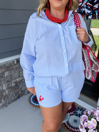 "Lobster Lane" Stripe Short Outfit