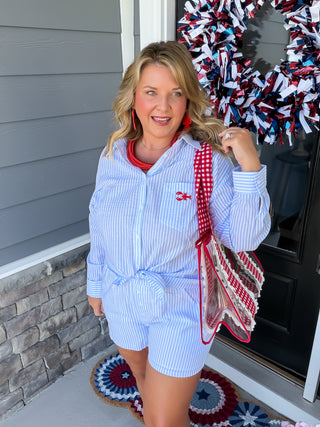"Lobster Lane" Stripe Short Outfit