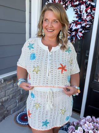 shell crochet top and skirt set swim cover up