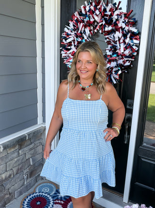 Blue Skies Tiered Mini Dress