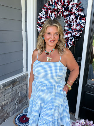 Blue Skies Tiered Mini Dress