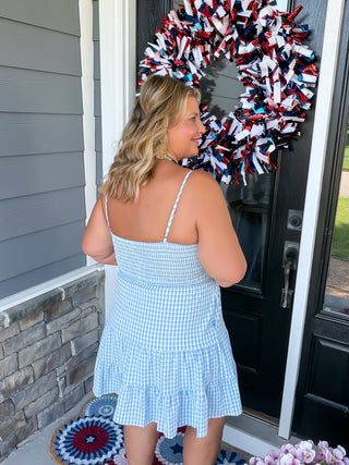 Blue Skies Tiered Mini Dress