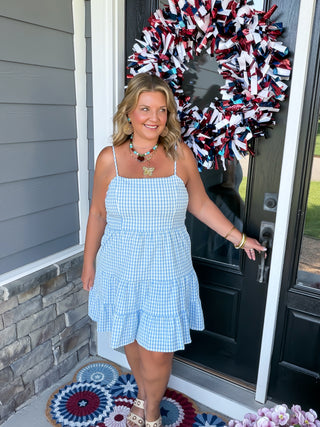 Blue Skies Tiered Mini Dress