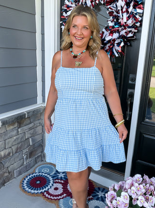 Blue Skies Tiered Mini Dress