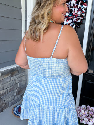 Blue Skies Tiered Mini Dress