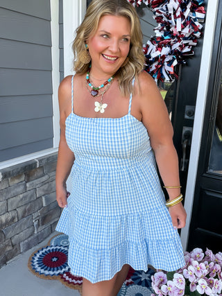 Blue Skies Tiered Mini Dress