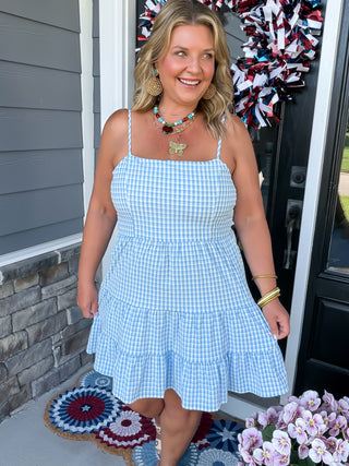 Blue Skies Tiered Mini Dress