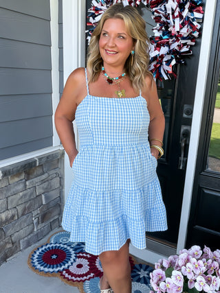 Blue Skies Tiered Mini Dress